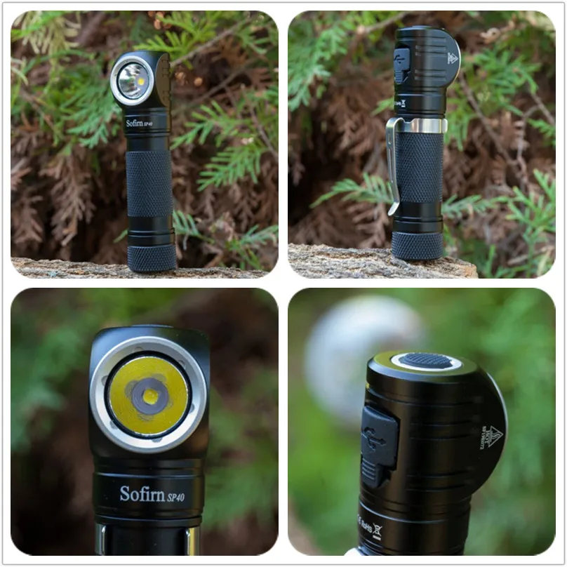Sofirn SP40 LED Headlamp Cree XPL 1200lm 18650 USB Rechargeable Headlight 18350 Flashlight with Power Indicator Magnet Tail