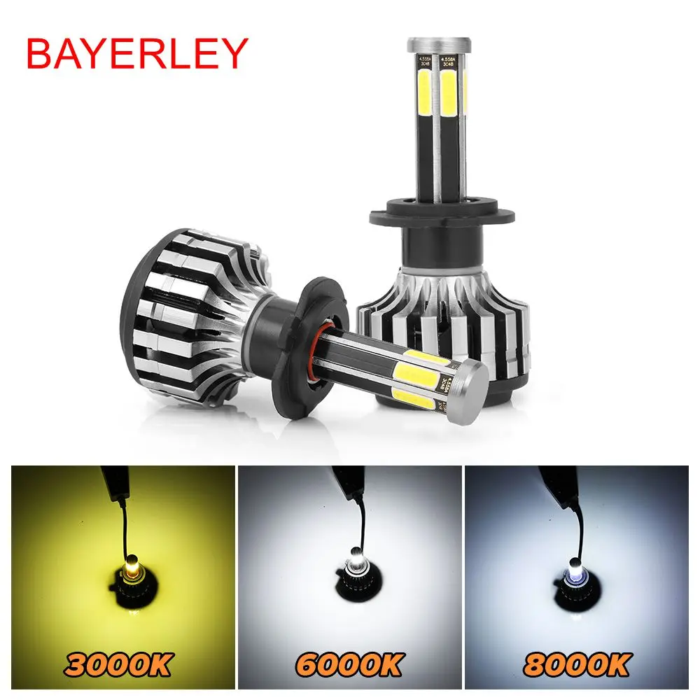 

S6 2pcs/Set 60W H4 Led Car Headlight Bulbs 6 Sides LED H7 Car Light Auto H11 LED Lamps 6000LM 9005/9006 3000K 6000K 8000K Lamp