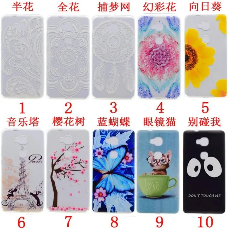 Для Huawei Honor 5X5 X Case 5.5 Дюймов Мультфильм Живопись Цветы Мягкий Силиконовый ТПУ