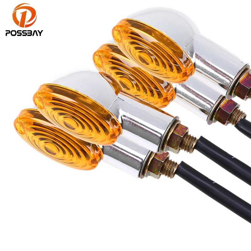 

POSSBAY 4Pcs/Lot 12V Universal Motorcycle Turn Signal Indicators Lights Amber Blinker Flasher Motorbike Light Directional Led