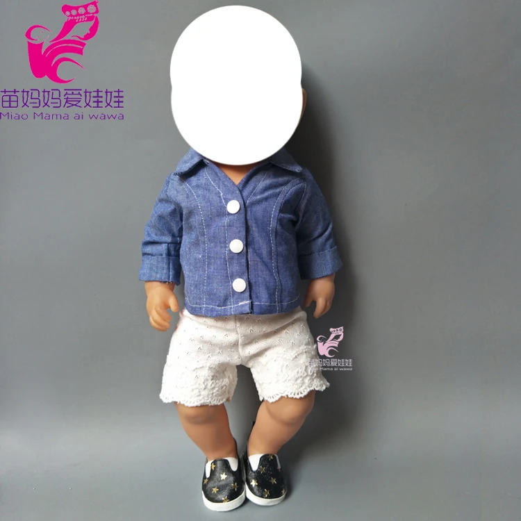 

Baby new born baby doll Jeans clothes short pants set for 18 inch dolls suit for doll girls gift