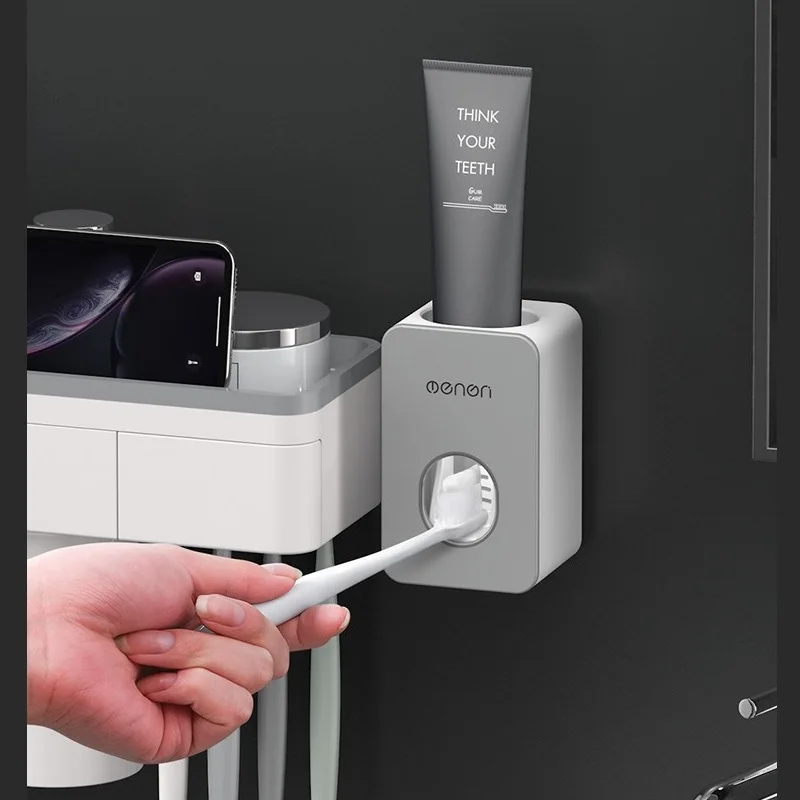 Цена Магнитный держатель для зубных щеток с соковыжималкой для зубной пасты с чашками для 2 3 человек в ванной комнате, стойка для хранения, крепл...