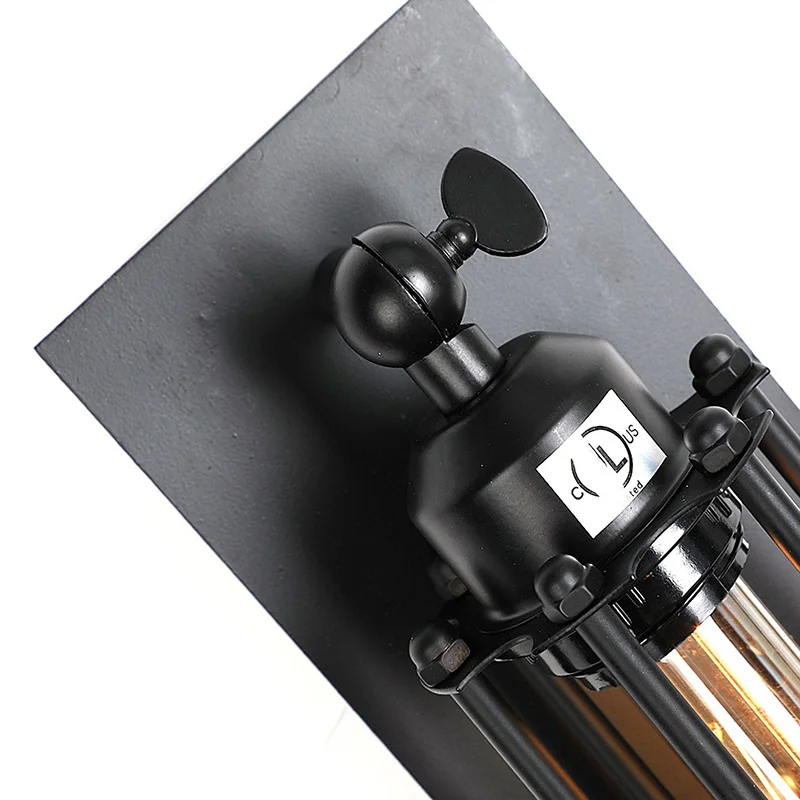 Ceny Retro czarny flet ścienny świecznik, antyczna lampa stylu industrialnym lampa metalowa na ścianę w korytarzu oświetlenie korytarz balkon galeria