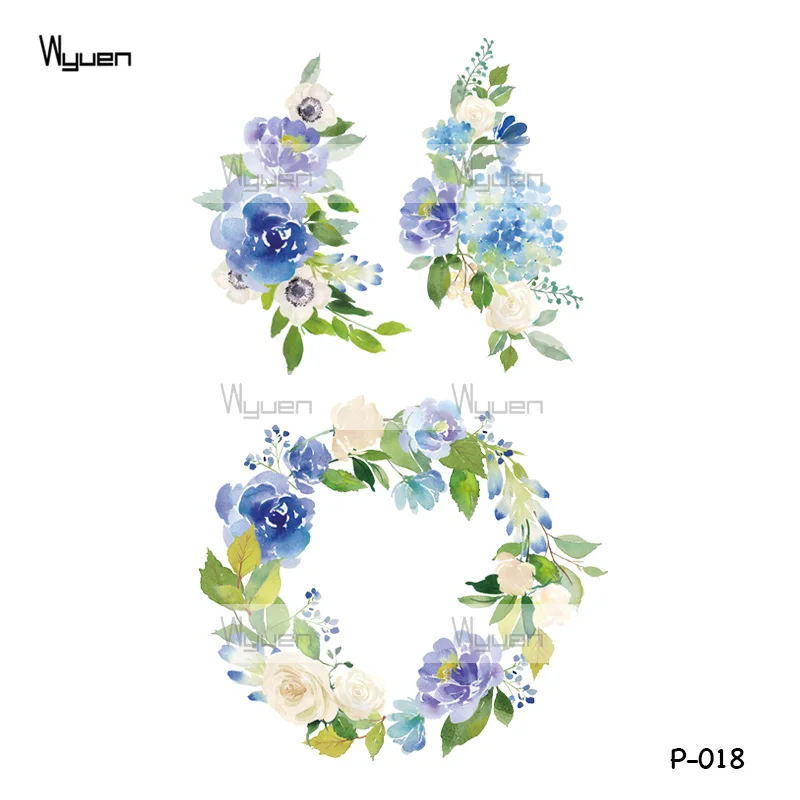 Wyuen, цветок розы, водостойкая временная татуировка, наклейка для взрослых и детей, боди-арт, женский дизайн, переводная вода, поддельные тату, P-108