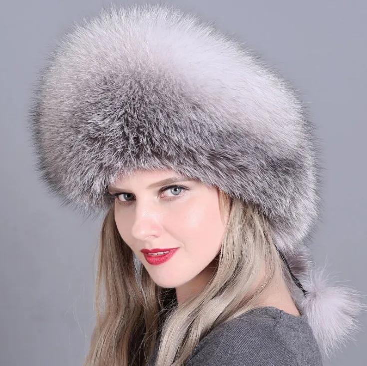 Круглая Шапка из лисьего меха, меховая шапка, женская обувь толстые ...