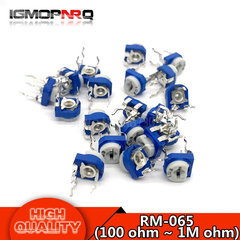 

50pcs RM065 RM-065 Trimpot Trimmer Potentiometer 100 200 500 ohm 1K 2K 5K 10K 20K 50K 100K 200K 500K 1M ohm 100R 200R 500R