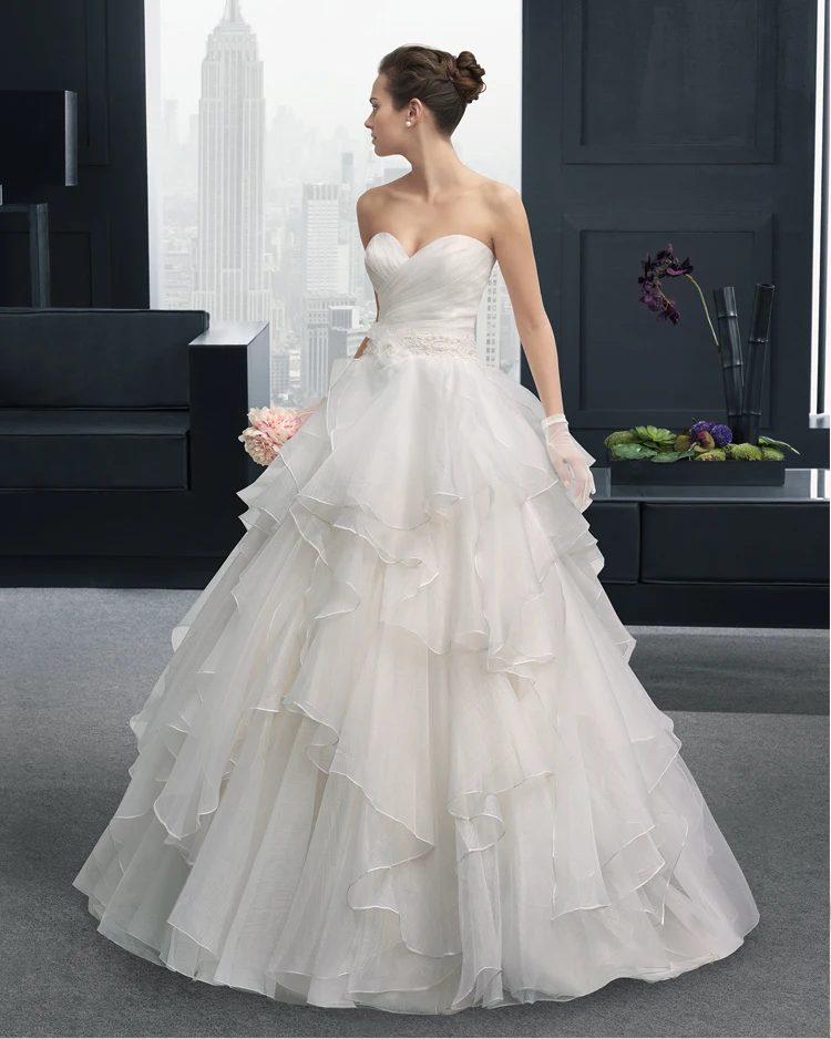 

organza ruffles sweetheart long Wedding Dress 2015 new hot sexy a-line button vestido de noiva casamento appliques flowers