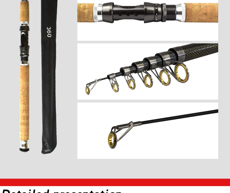 Vara de Pesca Telescópica de Fibra de Carbono Varas de Mar Pólo de Pesca de Fiação Ai-shouyu Curto Telescópica 2.1-4.5m 6 de carbono 2.1-4.5m varas de mar curto