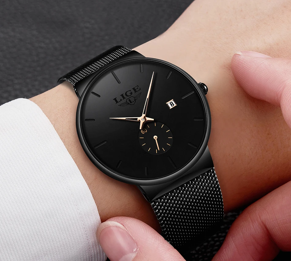 LIGE кварцевые часы для женщин для мужчин часы лучший бренд класса люкс Уникальный дизайн модные часы унисекс Ультра тонкие наручные часы Para Hombre