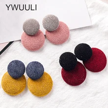 YWUULI, зимние тканевые серьги-кнопки для женщин, простые корейские Бархатные круглые серьги-гвоздики, модные ювелирные изделия MJ248