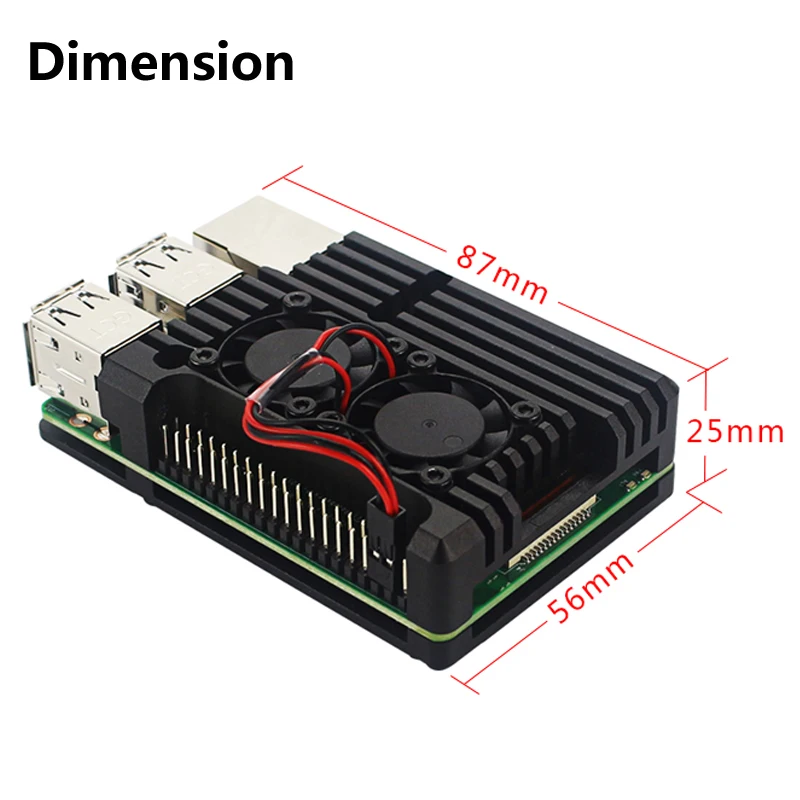 Raspberry Pi 4 Алюминиевый металлический чехол Raspberry Pi 3 Алюминиевый Чехол Коробка с двойным вентилятором теплоотвод для Raspberry Pi 4 3 Модель B 3B Plus