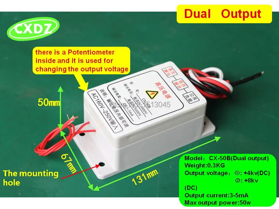 Высоковольтный источник питания двойной выход 3kv-4kv 6kv-8kv для очистителей воздуха ионизатор воздуха