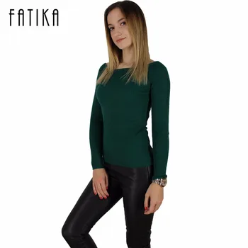 Colorful Apparel Autumn and Winter basic Women Sweater slit neckline Strapless Sweater thickening sweater CA111A