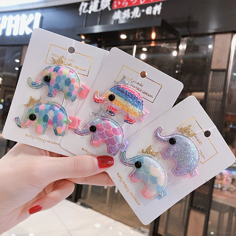 

2PCS Hot Sale Children New Hair Clips Cute Elephant Dolphin Safety Barrettes BB Clip Little Girls Gifts Kids Hair Accessories