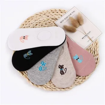 

CAT Warm Comfortable Cotton Bamboo Fiber Girl Women's Socks Short Boat Ankle Socks For Female Invisible Meias Girl Boy Hosier