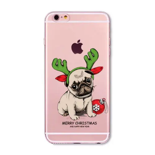 Christmas Festive Santa Reindeer Patterned Clear Soft TPU Case For iPhone 7 8 XR XS Max Phone Cover Coque For iPhone 6 SE 7 Plus (11)