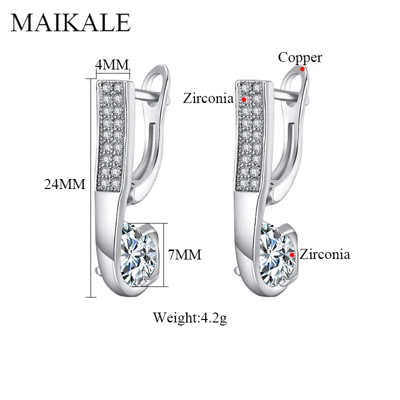 MAIKALE, модные ювелирные изделия, милые геометрические серьги в форме буквы, CZ бусины, серьги с покрытием AAA, серьги с цирконием кубической огранки для женщин