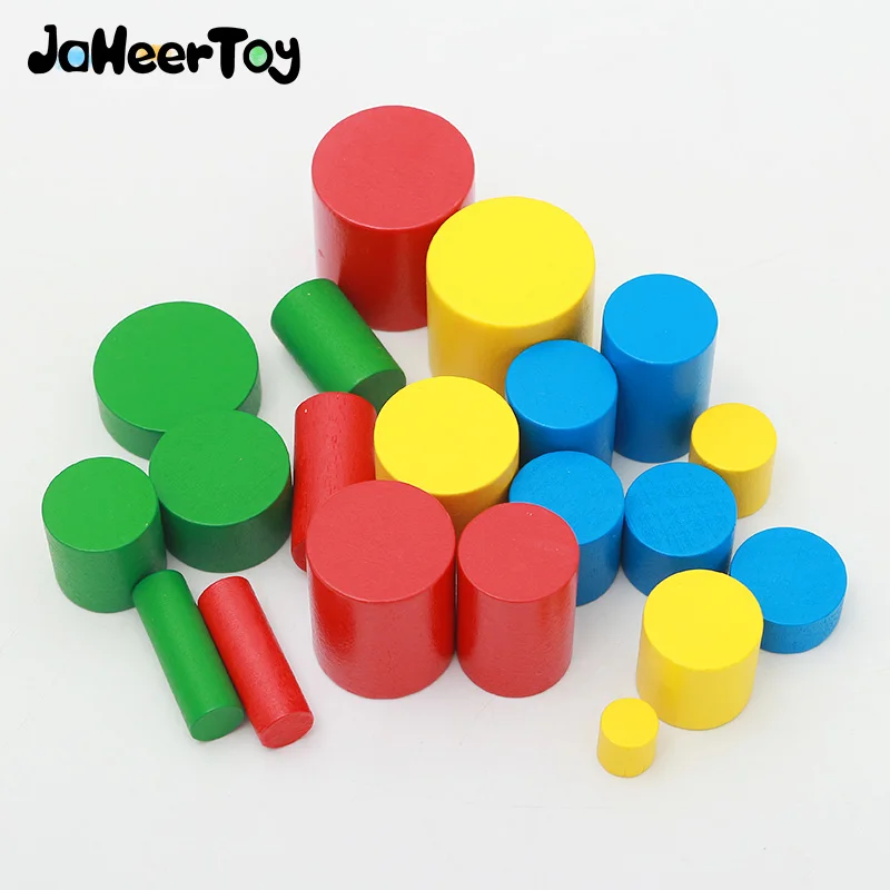 

JaheerToy Baby Wooden Toys Geometric Assembling Blocks Cylinder Colored Cylinders Teaching Aids Montessori Toys Early Education