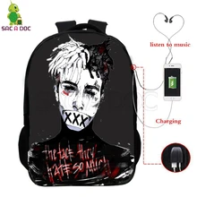 Известный раппер Xxxtentacion школьная сумка Многофункциональный usb зарядка Рюкзак для ноутбука для подростков мальчиков девочек дорожные сумки через плечо
