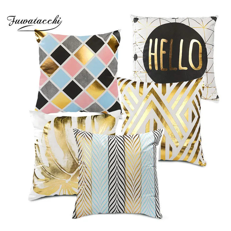 buy Fuwatacchi Christmas Letters Cushion Cover Decorative Eco Friendly Gold Foil Pillow Case Sofa Chair Deer Wind Chimes Pillowcase