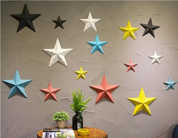

3PCS/SET Nordic style 3D Metal Colorful Retro Five-pointed Star Wall DIY Wall Decoration JL 227