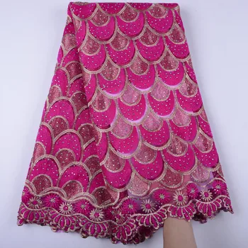 

2019 High Quality African French Net Lace Fabric For Party Dress Embroidery Design African Tulle Lace Fabric A1436