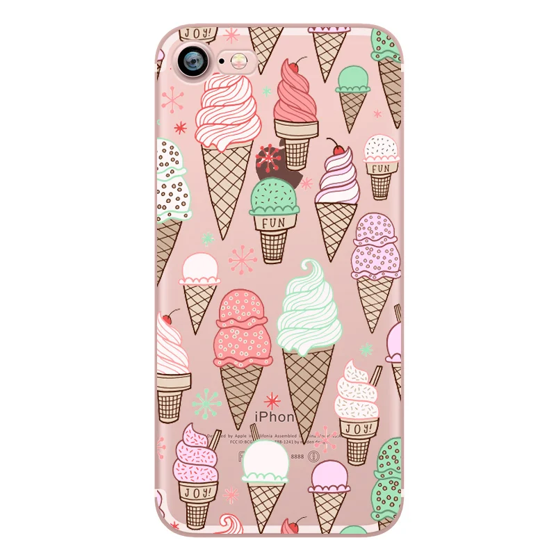 Food Donuts Chocolate Ice Cream Pattern Cartoon Funny Soft Silicone TPU Mobile Phone Case for Apple iphone 5S 7 6s 6 plus 7plus (12)