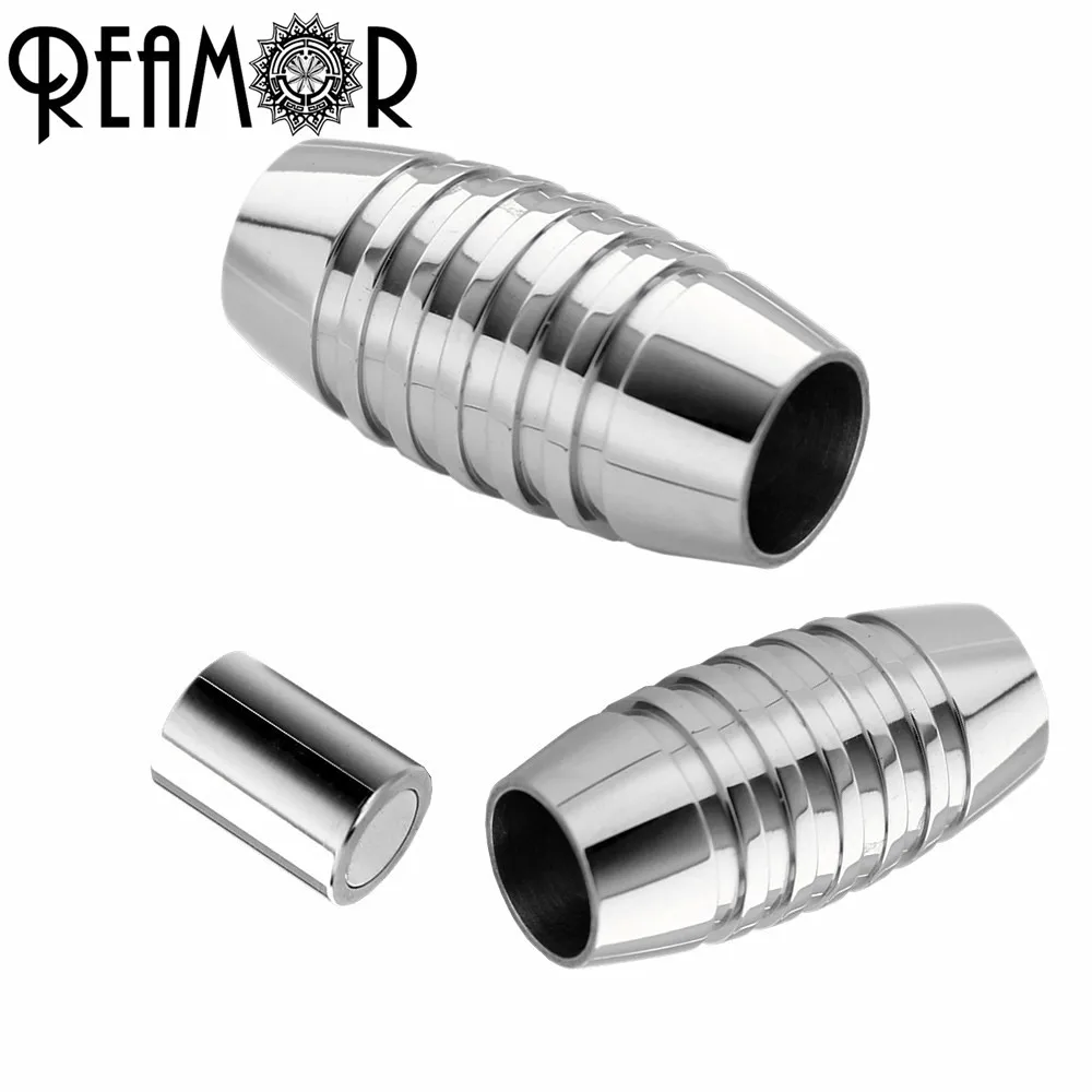 

REAMOR 316l Stainless Steel 5mm Silver Tone Magnetic Clasps Fit Round Leather Cord Bracelet Connectors Jewelry Making DIY