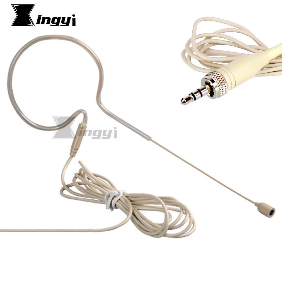 

Flesh Color Single Earhook Condenser Microphone 3.5mm Screw Lock Stereo Plug Headset Mic For Karaoke Wireless System Transmitter