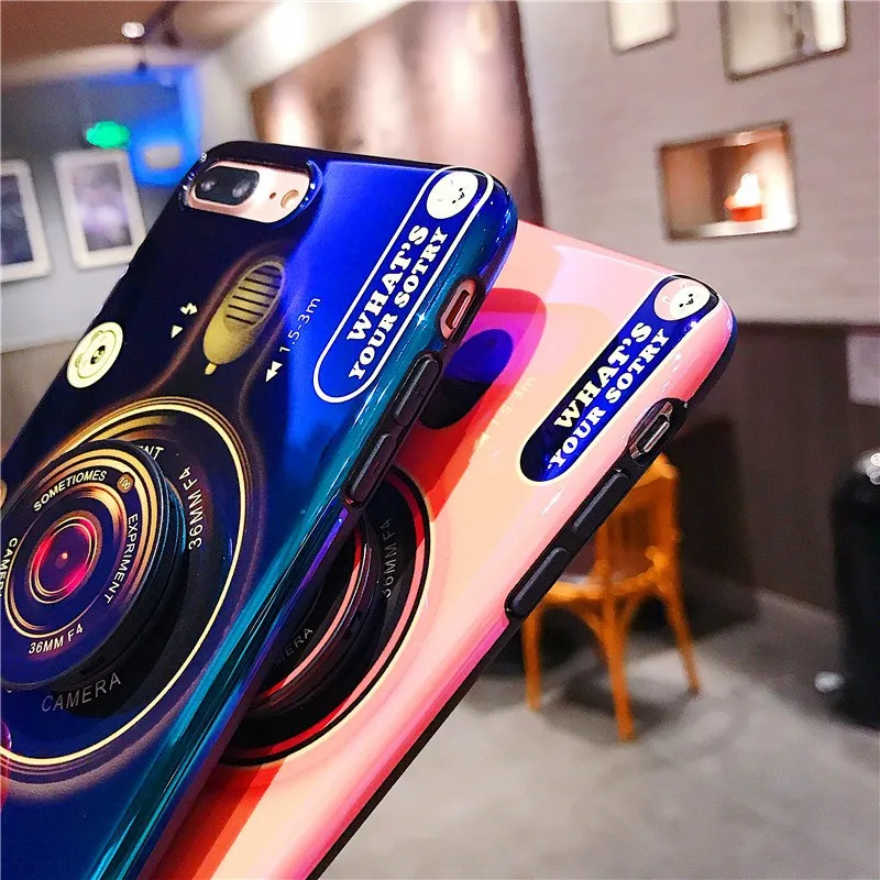 For Vivo V15 Pro Camera Blue Ray Case Soft IMD Vintage Cover with Stand Holder Mobile Phone Bag Coque