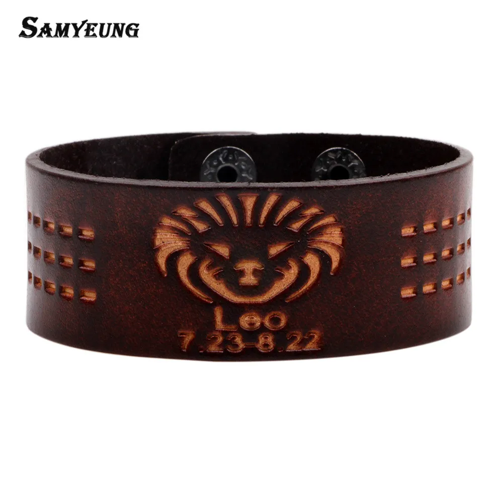 

Samyeung 12 Style Vintage Constellation Leather Bracelets for Men Wrap Bracelet Male Pulseras Women Braslet Zodiac Man Jewelry