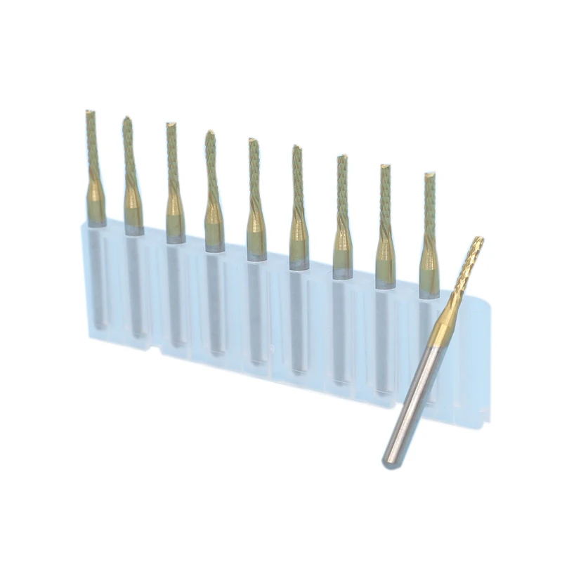 

Carbide Wood Cutting Machine 1.0mm-2.0mm 10Pcs Left-Hand Corn Milling Cutter Cnc Router Wood Tool Metal Milling Cutter