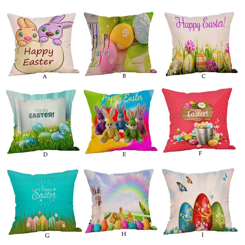 

ISHOWTIENDA 2019 Cartoon Easter Cute Rabbit Color Eggs Home Linen Throw Pillow Case Personalized Cushion Cover New Arrival