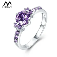 MDEAN White Gold Color Rings For Women Purple AAA Zircon Jewelry Engagement Wedding Size 5 6 7 8 9 10 11 12 MSR199