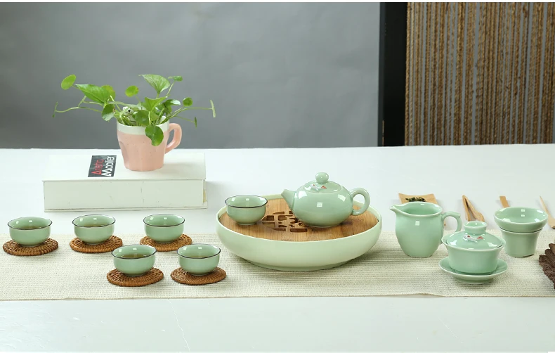 Longquan Celadon керамический чайный сервиз, аквариум, чайник кунг-фу, чайник, чаша, чаша, чайная чашка