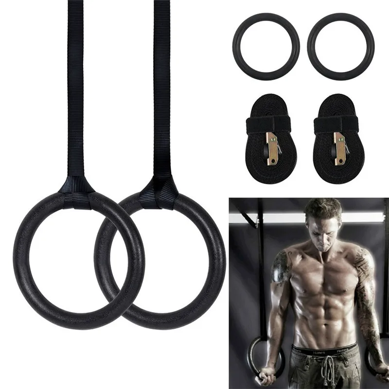 

24cm ABS Exercise Fitness Gymnastic Rings Gym Exercise with Straps Buckles Pull Ups Muscle Ups