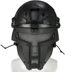 Тактический провод стальной полный Лицевая сетка маска Открытый Спорт защитный шлем фехтование Охота железный самурай маска