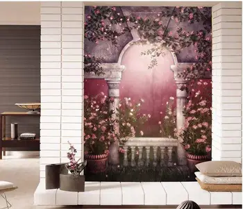 

Custom photo 3d wallpaper Non-woven mural European arch rose flowers porch painting 3d wall murals wallpaper for living room