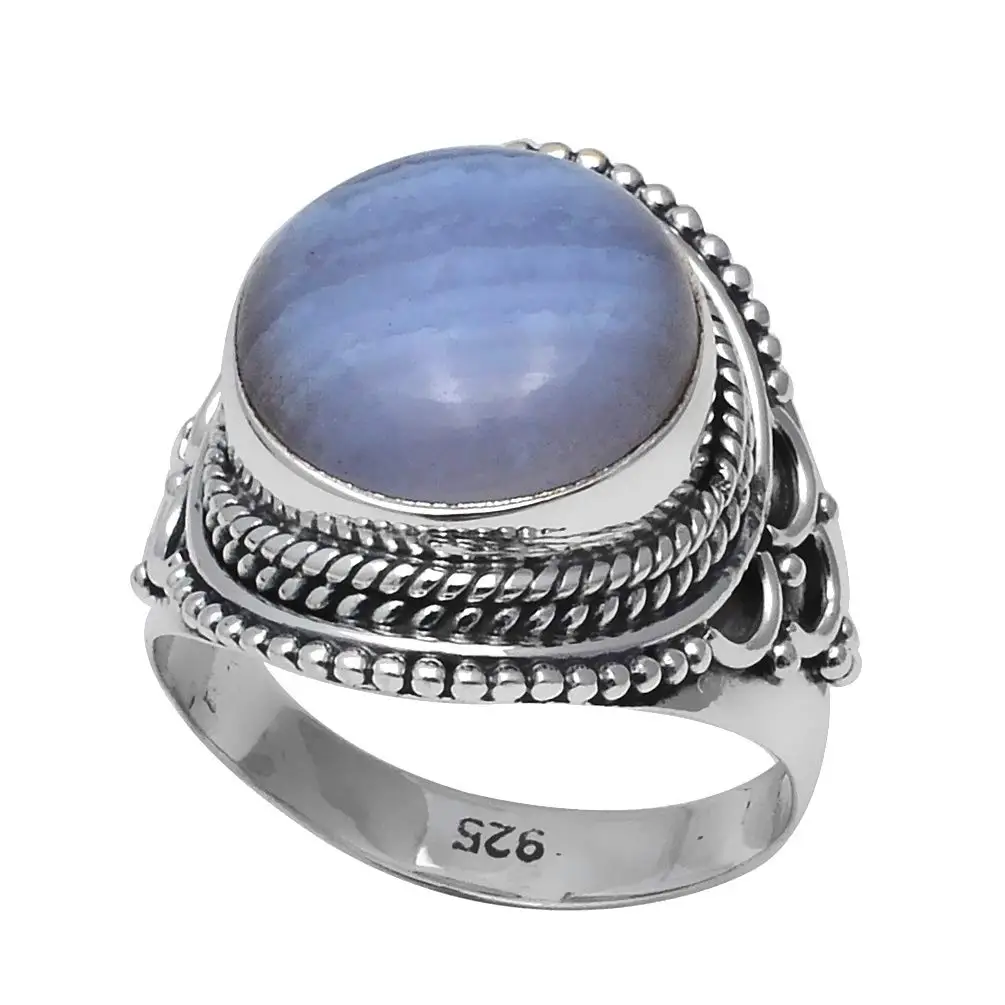 

Genuine Blue Lace Agate Ring 925 Sterling Silver,USA Size :6.75, 2SR0313