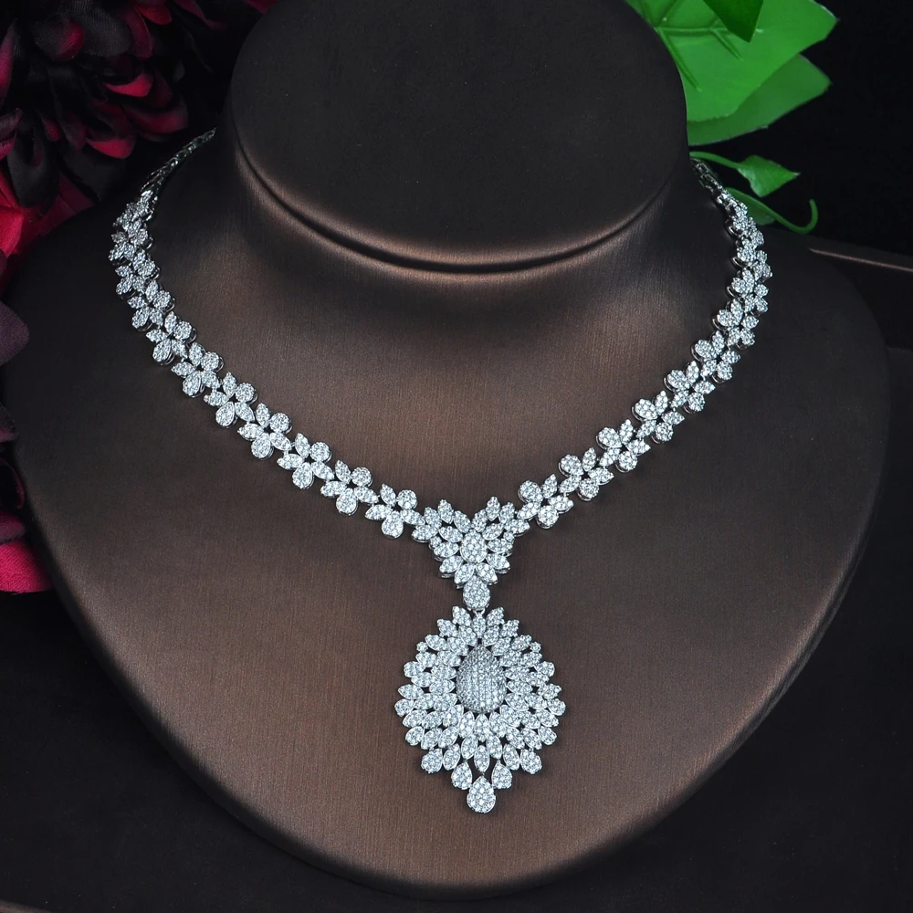 HIBRIDE New Full Cubic Zirconia Big Pendientes Jewelry Set For Women Bridal Wedding Accessories parure bijoux femme N-706 - Image 3