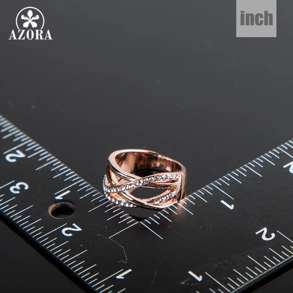 AZORA, классическое розовое золото, прозрачное кольцо Stellux с австрийским кристаллом TR0088
