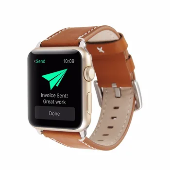 

Classic 38/42mm Watchbands for iwatch Cowhide Leather Strap Replacement Watchbands with Buckle Adapters for Apple Watch Black