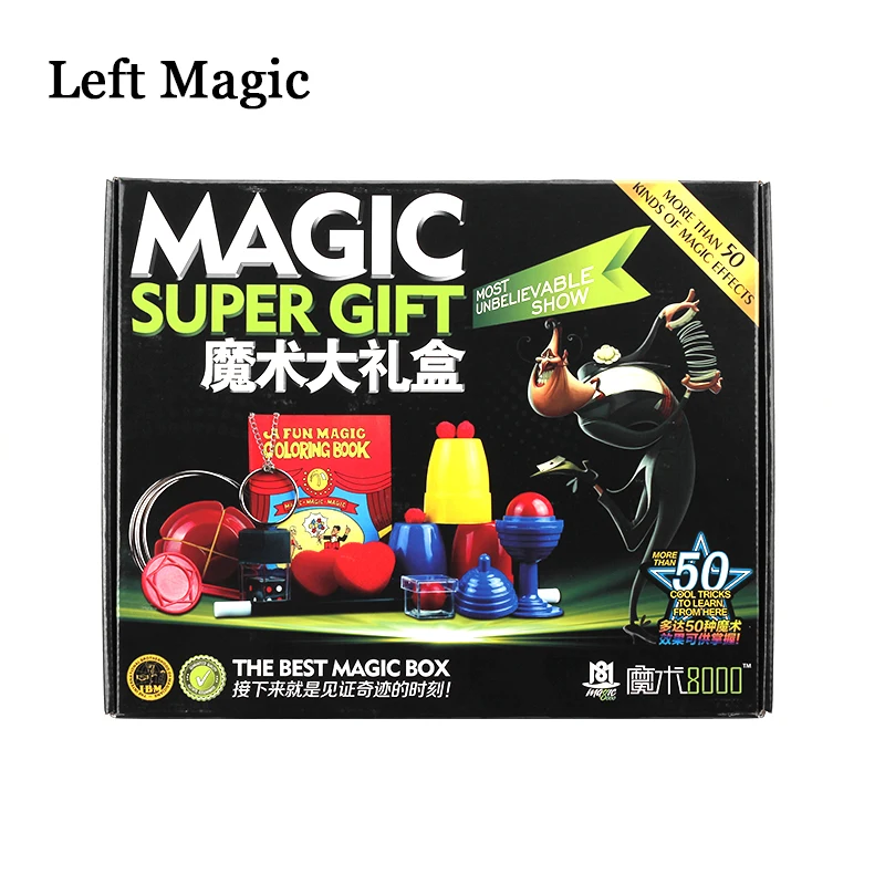 

Magic Trick Set kit 50 Kinds Magic Play with DVD Teaching Professional Magie Prop Gimick Card children magic gift Puzzle Toy