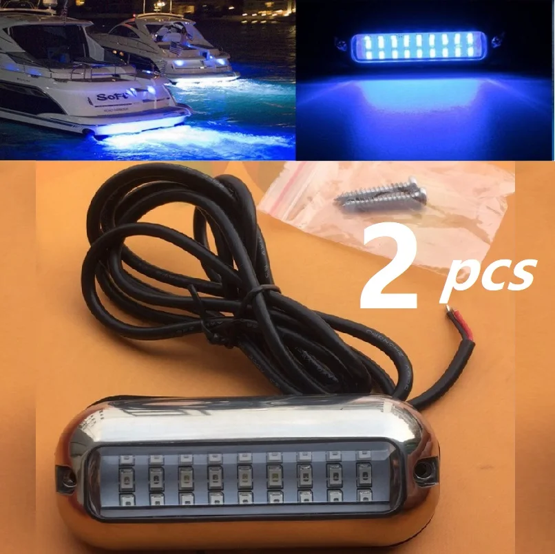 2x12V/4V/30V IP68 Blue LED Underwater Lights for Marine/yacht/ship/Boat