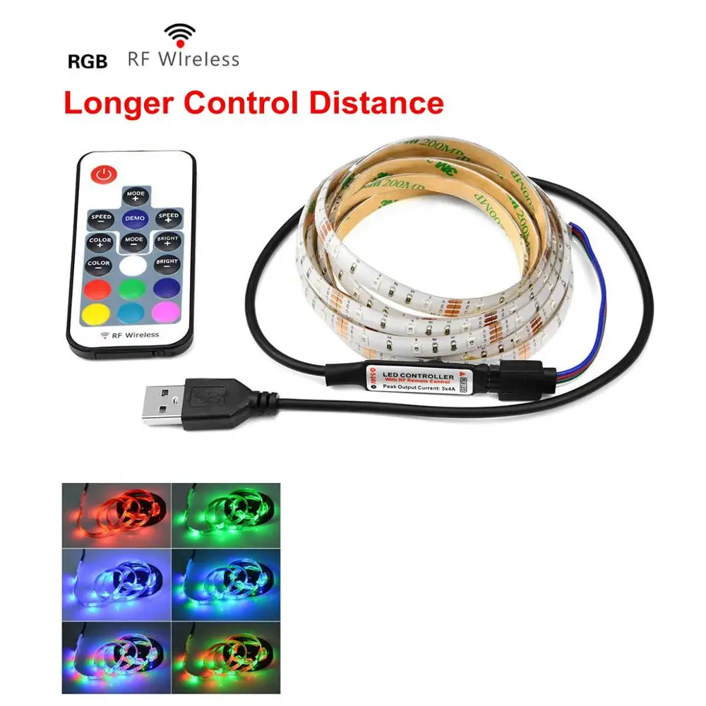 RGB With RF Remoter RGB светильник для Kicthen лампы 1 м 2 м 3 м 4 м 5 м водонепроницаемый светодиодный светильник s для шкафа Шкаф украшение Ночной светильник светодиодный Диод - Цвет: RGB With RF Remoter