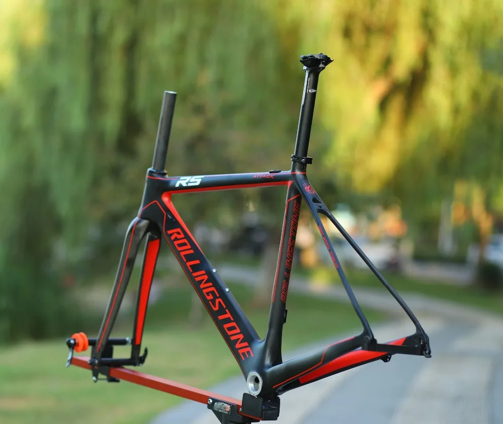 Clearance Rolling Stone Attack Carbon 700c Road Bicycle aero Frame Fork Set UCI approved 46cm 49cm 52cm RED 0