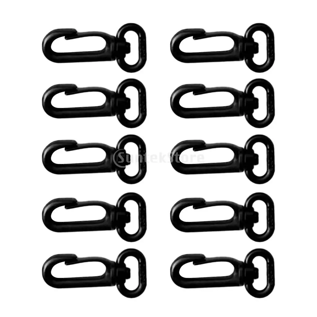 10 Pieces Strong Durable Plastic Swivel Spring Snap Hook Clip Fits 12mm Scuba Diving Webbing Strap Lanyard