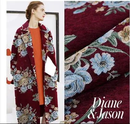 

140cm coat jacket dress jacquard fabric meter chenille velvet cloth wide fashion jacquard dress fabric wholesale jacquard cloth