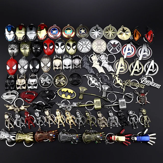 

The Avengers Captain America Shield Spiderman Batman Keychain Toy Superhero Hulk Iron Man Marvel jewelry Metal Pendant Keychains