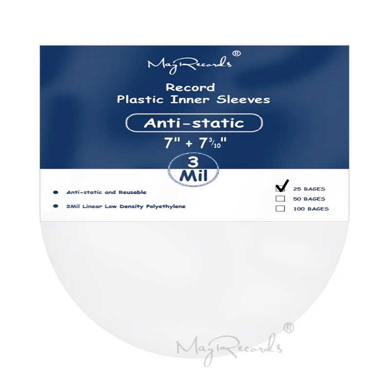 

25 Clear Anti-static 3 Mil Plastic Vinyl Record Inner Sleeves For 7'' Record 45 RPM